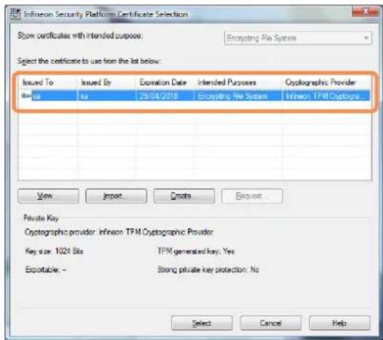 SAMSUNG NP-X460 - Select a certificate to use and click the Select button. - 1