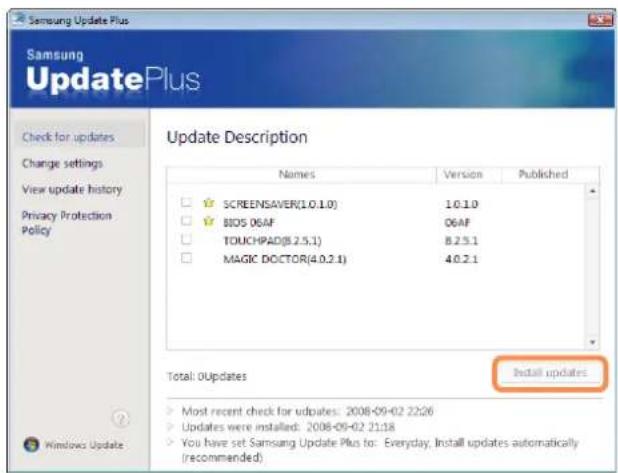 SAMSUNG NP-X460 - If you click on Check for updates, new updates are searched for. - 2