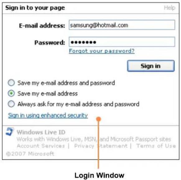 SAMSUNG NP-X460 - Logging into Internet Sites - 2
