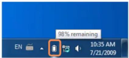 SAMSUNG NP-R560 - Confirming the battery charge in the Taskbar - 1