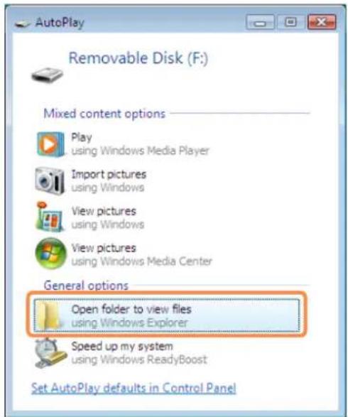 SAMSUNG NP-R560 - The card drive appears. Click Open folder and view files. - 1