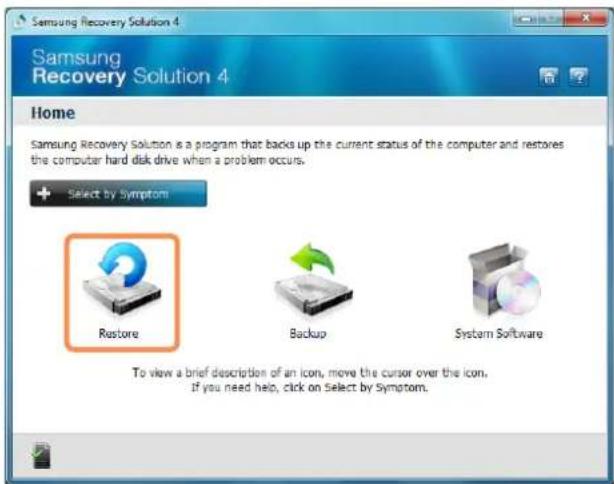 SAMSUNG NP-R560 - If the initial menu screen appears, click Restore. - 1