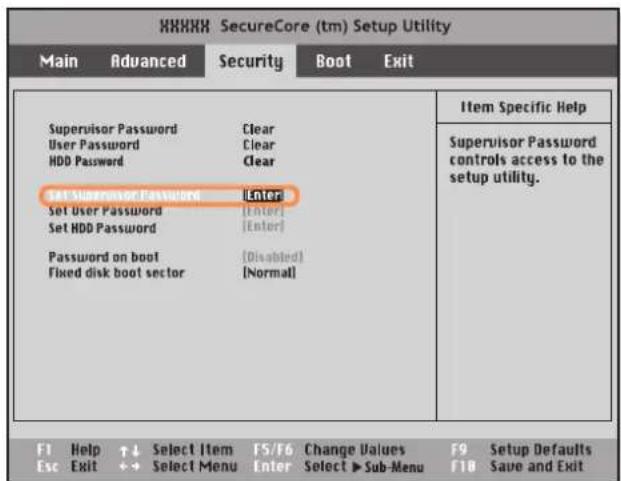 SAMSUNG NP-R560 - Setting a Supervisor Password - 1