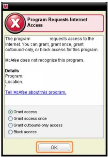SAMSUNG NP-R505I - Method 1) When you need to select Allow Access in the Server or Internet Access Request window. - 1