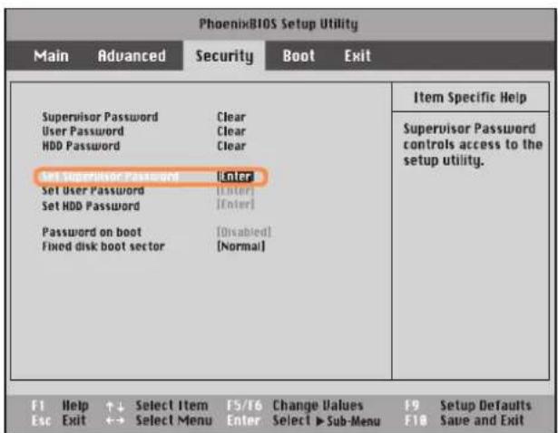 SAMSUNG NP-R505I - Setting a Supervisor Password - 1