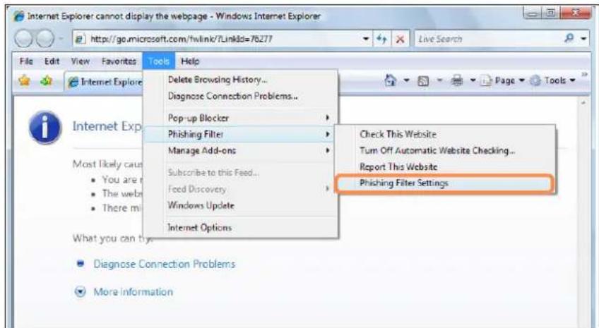 SAMSUNG NP-R505I - Phishing Filter Settings - 1