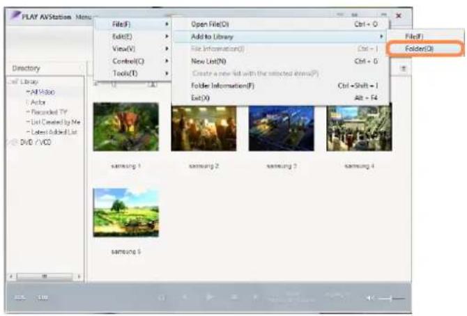 SAMSUNG NP-R505I - Select Menu > File > Add to Library > Folder. - 1