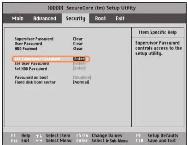 SAMSUNG NP-Q210 - Setting a Supervisor Password - 1