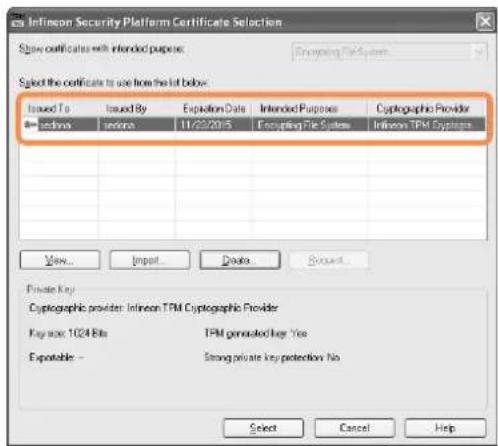 SAMSUNG NP-P460I - Select a certificate to use and click the Select button. - 1