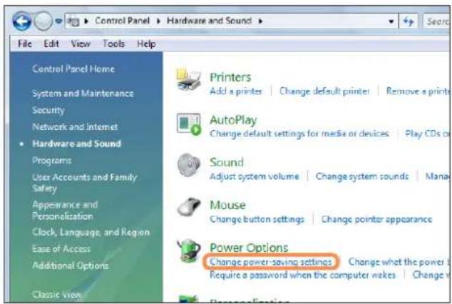SAMSUNG NP-P460I - Click Start > Control Panel > Hardware and Sound > Power Options and then Change Battery Settings. - 1
