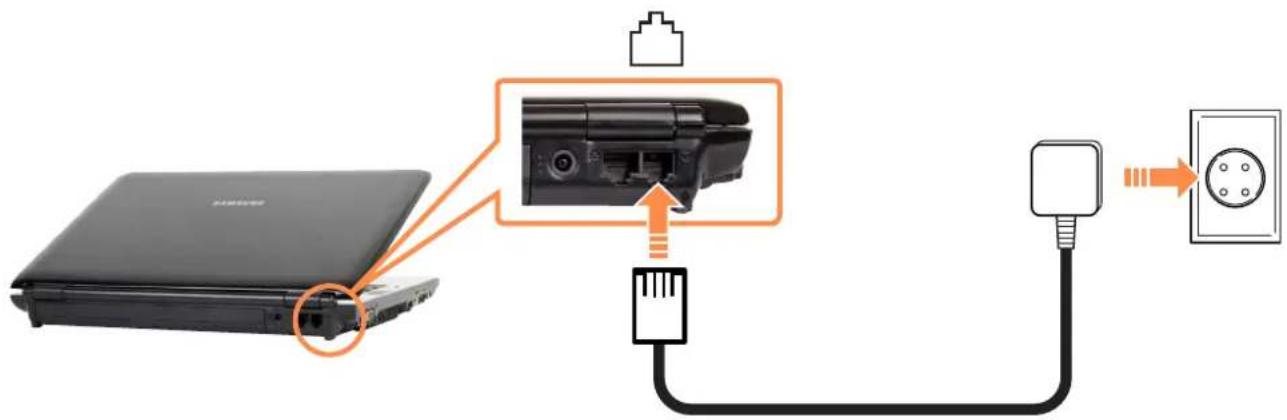 SAMSUNG NP-P210I - Connect the phone cable to the Modem port. - 1