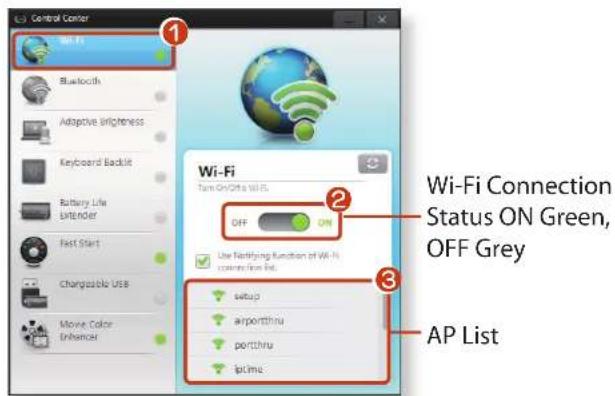 SAMSUNG NP900X1B - Connecting to a wireless network through Control Center (Optional) - 2