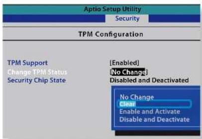 SAMSUNG NP700Z3AH - Set the TPM Support item to Enabled and set the Change TPM Status to Clear. - 1