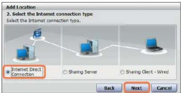 SAMSUNG NP-X65 - Select Internet Direct Connection and click the Next button. - 1