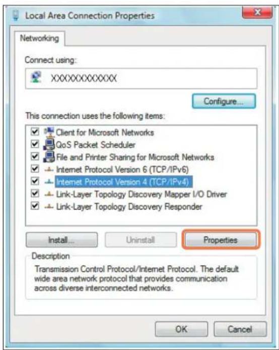 SAMSUNG NP-X65 - Select Internet Protocol Version 4 (TCP/IPv4) from the Networking tab and click Properties. - 1