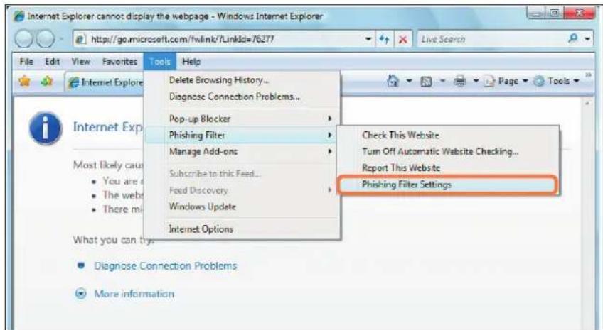 SAMSUNG NP-X65 - Phishing Filter Settings - 1