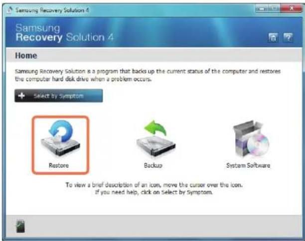 SAMSUNG NP-R730CE - If the initial menu screen appears, click Restore. - 1