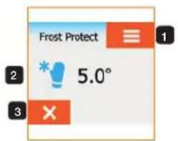 Heat Mat NGT-STND-2.0 NGTouch - The Frost Protection home screen explained: - 1