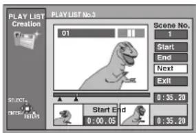 PLAY LIST Creation 01 PlayLIST No.3 Scene No. 1 Start End Next Exit 0:35.20 Start End 0:00.05 0:35.20