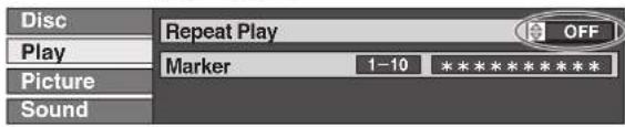 Disc Play Picture Sound Repeat Play Marker 1-10 ****** OFF
