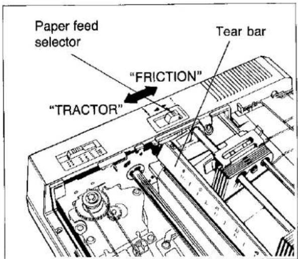 Paper feed selector "FRICTION" "TRACTOR" Tear bar