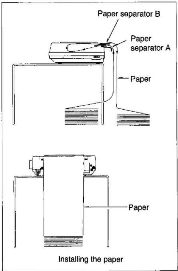 Paper separator B Paper separator A Paper Paper Installing the paper