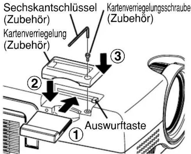 PANASONIC PT-L735NTE - Einsetzen der Wireless Karte (nur PT-L735NTE) - 1