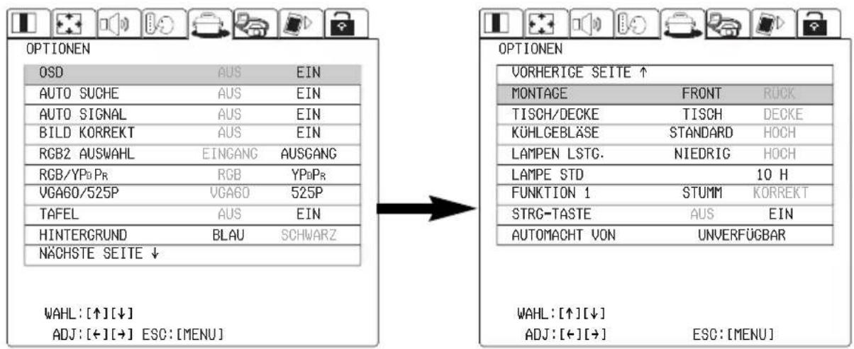 PANASONIC PT-L735NTE - OPTIONEN-menü (Seite 45) - 1