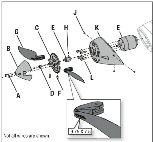 G C E H J K E B L A D F Not all wires are shown. 9.75 X 7.5