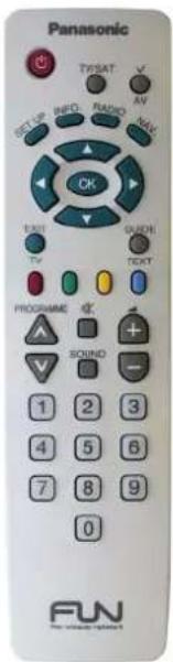 Panasonic TWSAT AV SET UP INFO RADIO NAV OK TEXT GUIDE TV TEXT PROGRAMME SOUND 1 2 3 4 5 6 7 8 9 0 FUN
