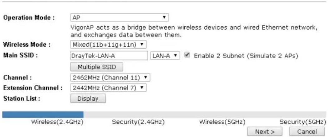 Draytek Vigor VAP902 - Configuring 2.4GHz Wireless Settings – General - 1