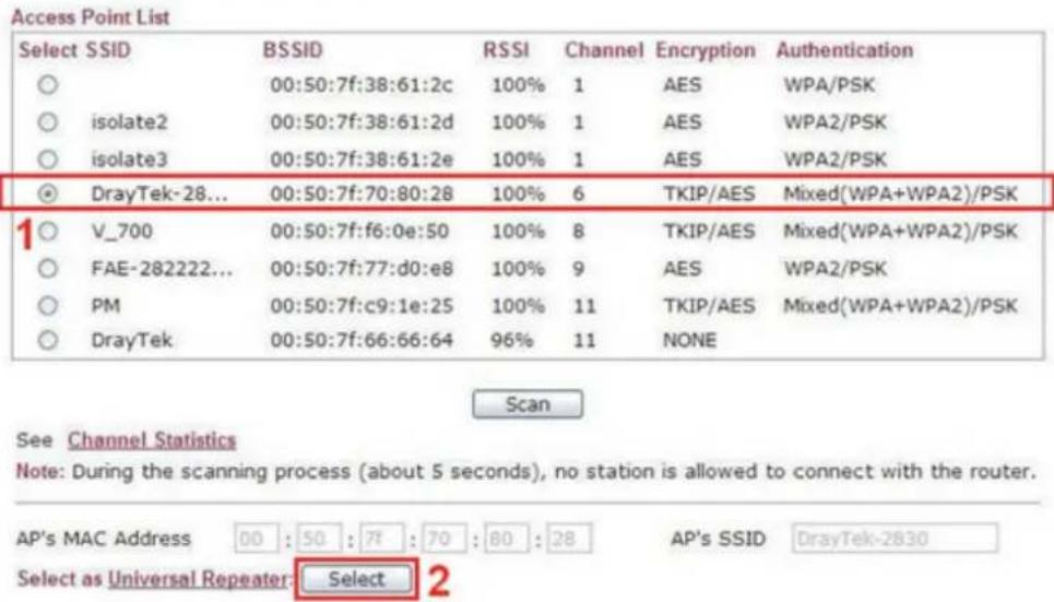 Draytek Vigor VAP902 - Please go to Wireless LAN >> Access Point Discovery, and click Scan. - 1