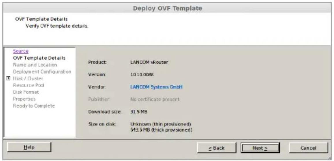 LANCOM vRouter 250 - Installation on the VMware ESXi Server - 5