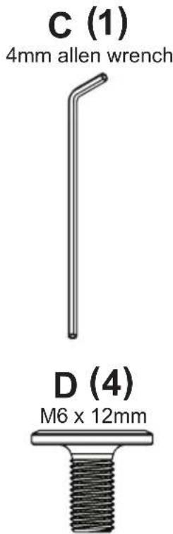 C (1) 4mm allen wrench D (4) M6 x 12mm