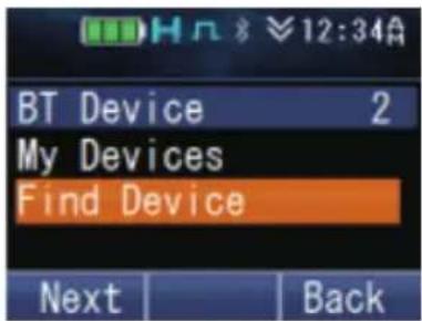 BT Device 2 My Devices Find Device Next Back