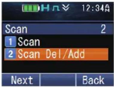 Scan 1 Scan 2 Scan Del/Add Next Back