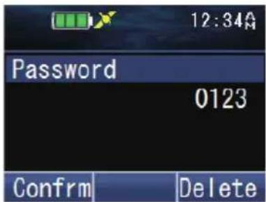 Password 0123 Confirm Delete