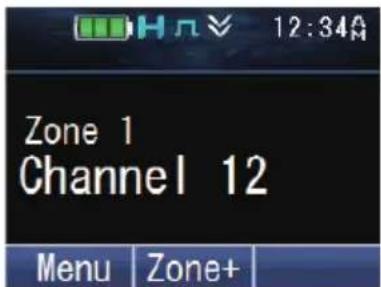 12:34A Zone 1 Channel 12 Menu Zone+