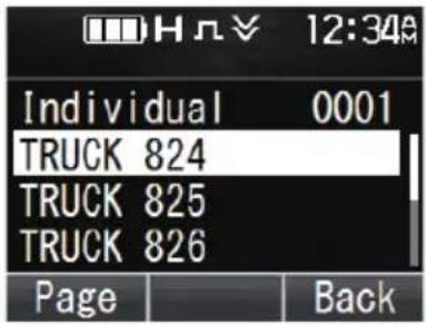 H N V 12:34 Individual 0001 TRUCK 824 TRUCK 825 TRUCK 826 Page Back