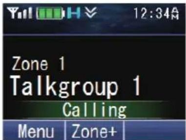 Yil 12:34A Zone 1 Talkgroup 1 Calling Menu Zone+