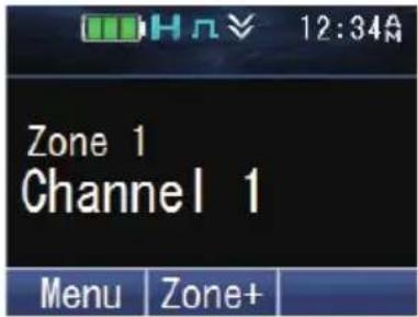 12:34A Zone 1 Channel 1 Menu Zone+