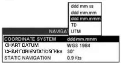 Standard Horizon CPF390i - SELECTING LORAN TD OR OTHER COORDINATE SYSTEM - 1