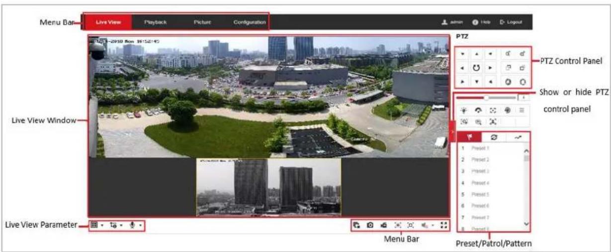 Hikvision DS-2DP1636ZIX-D - Descripons of the live view page: - 1