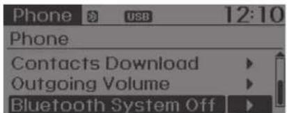 Phone 12:10 Phone Contacts Download Outgoing Volume Bluetooth System Off