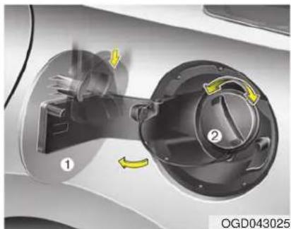 HYUNDAI Elantra GT (2017) - Opening the fuel filler lid - 1