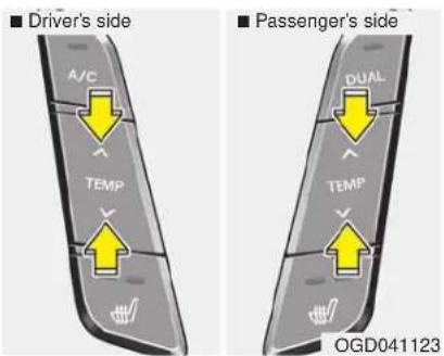 Driver's side A/C TEMP Passenger's side DUAL TEMP OGD041123