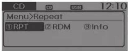 CD CD USB 12:10 Menu>Repeat ①RPT ②RDM ③Info