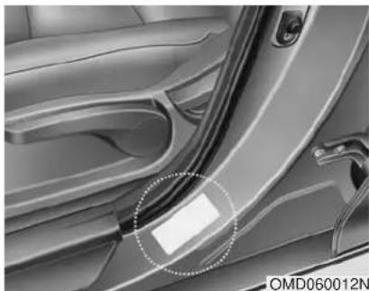 HYUNDAI Elantra GT (2017) - TIRE SPECIFICATION AND PRESSURE LABEL - 1