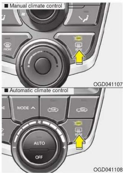 ■ Manual climate control ■ Automatic climate control OGD041107 MODE AUTO OFF ■ REAR OGD041108