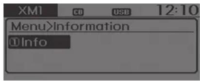 XM1 CD USB 12:10 Menu>Information ① Info